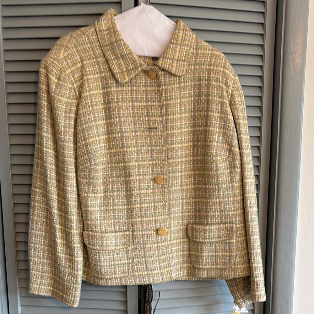 Kate Hill Cream and Tan Blazer-Skirt Suit Set